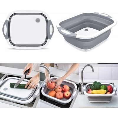 High Quality Kitchen necessities collapsible chopping basin basket blocks board with bucket folding food plastic cutting board